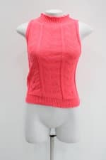Blusa de tricot feminina rosa neon