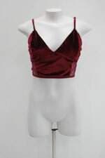Regata cropped bonequinha de luxo feminina vinho com Renda