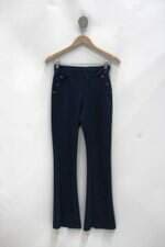 Calça de tecido feminina azul com Cós com elástico