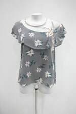 Blusa feminina listrada com Bordado e Tule