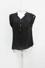 Blusa marisa feminina preta com Recortes e Barra Mullet