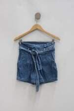 Shorts jeans dvimme feminino azul com Faixa na Cintura