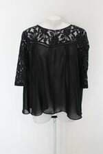 Blusa armazem feminina preta com Renda e Fenda