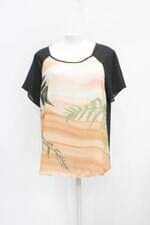 Blusa alpina feminina estampada com Recortes e Barra Mullet