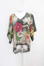 Blusa pagliari clothing feminina verde floral com Barra Mullet