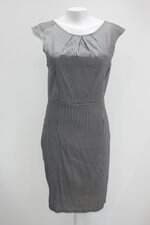 Vestido feminino listrado com Forro e Pregas