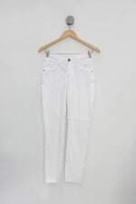 Calça de sarja blue denim feminina branca