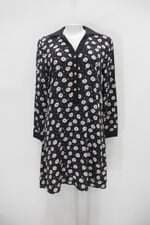 Vestido lina feminino preto floral