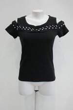 Blusa korly feminina preta com Aplique