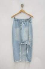 Saia Jeans miroa feminina azul com Recortes