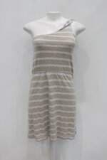 Vestido cantão feminino bege listrado