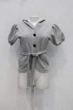 Blusa cantão feminina cinza com Faixa na Cintura