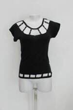 Blusa caedu feminina preta com Hotfix e Recortes