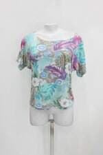 Blusa bell feminina verde estampada