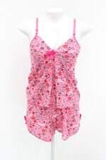 Short doll feminino rosa estampado com Laço