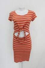 Vestido lecimar feminino listrado com Recortes