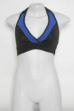Top Esportivo kaísan feminino preto com Recortes azul