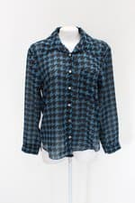 Camisa costal feminina azul estampada
