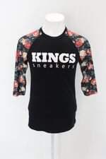 Camiseta manga 3/4 kings masculina preta com Recortes e Silk