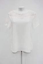 Blusa meiling feminina off-white com Recortes e Renda