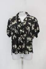 Camisa mary zaide feminina preta estampada com Barra Mullet