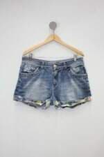 Shorts feminino azul com Aplique
