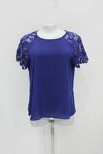 Blusa chocris feminina azul com Renda