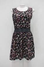 Vestido opção feminino preto estampado com Recortes