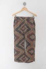 Calça de tecido rosa chã feminina estampada