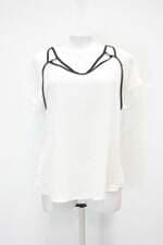 Blusa meia loka feminina branca com Vivo e Renda