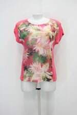 Blusa chocris feminina rosa estampada com transparência