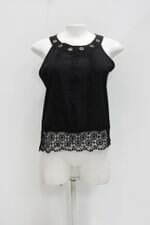 Blusa in style feminina preta com Ilhós