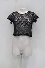 Blusa cropped youcom feminina preta com Transparência