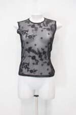 Blusa c&a feminina preta com Transparência e Aplique