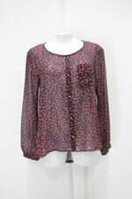 Blusa lailak feminina estampada com Transparência e Barra Mullet
