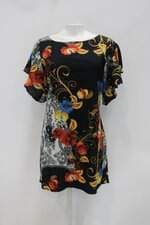 Vestido pupi feminino preto estampado