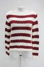 Blusa tricot feminina listrada com Renda e Recortes