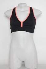 Top Esportivo feminino preto com Viés laranja 