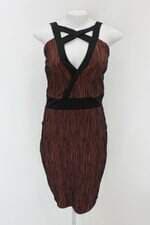 Vestido le vintage feminino marrom com Recorte e Sobreposição