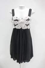 Vestido off green feminino bicolor com Bordado