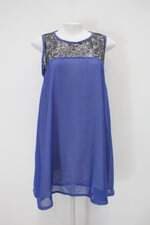 Vestido giro livre feminino azul com Forro e Paetê