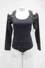Body rara flor feminino preto com Aplique