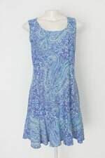 Vestido feminino azul estampado