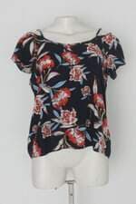 Blusa feminina azul estampada
