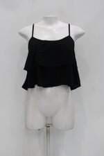 Blusa cropped feminina preta com Recortes