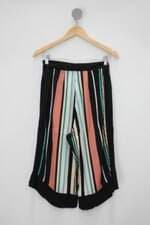 Calça de tecido feminina listrada 