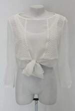 Blusa cropped emma fiorezi feminina branca com Recortes