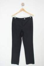 Calça de tecido feminina azul estampada