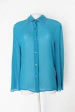 Camisa feminina azul com Renda
