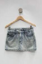 Saia Jeans animale feminina azul com Strass